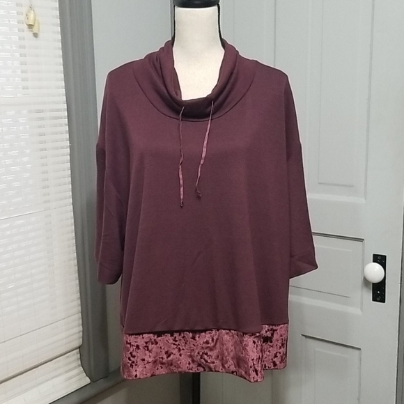 Cacique Drape Pull-String Neck Velvet Hem Sleep - Picture 1 of 6